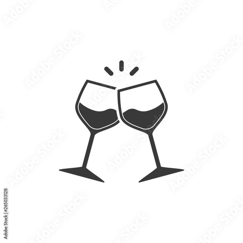 Champagne glasses icon. Glasses with wine in flat style. Vector