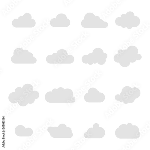 Cloud icon. Cloud grey colored. Sky clouds set. Cloud set. Vector