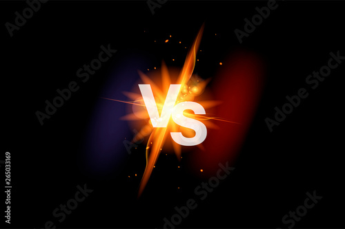 Vs versus battle sport background. Versus fight icon with fire. Vs duel icon. Vector