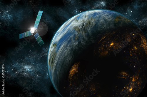 Fototapeta Naklejka Na Ścianę i Meble -  Satellite over Planet No.1