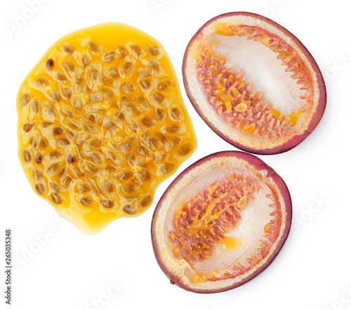 passionfruit isolated on white background, clipping path, full depth of field