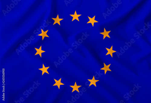 The flag of the European Union, depicted on a silk fabric with soft folds