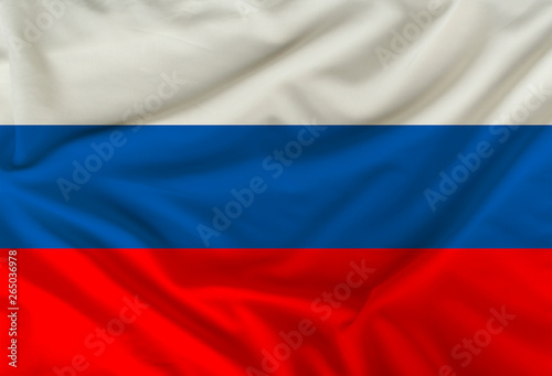 national flag of Russia on silk fabric with soft folds