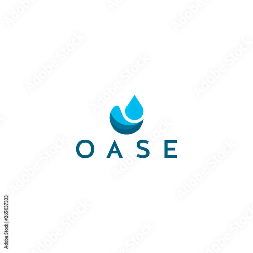 Oase drop blue water custom Logo design vector Inspiration