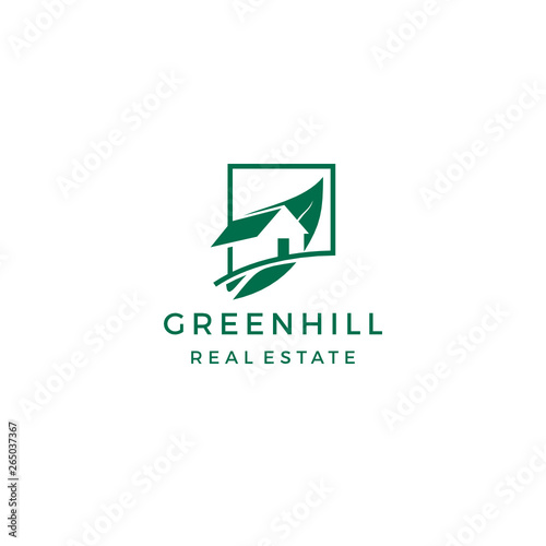 Free Download Abstract Green House Real Estate leaf modern Logo Design Inspiration custom logo design vector illustration - GFXLoad