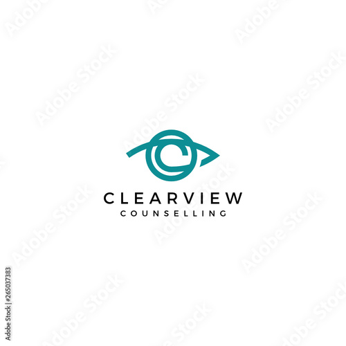 Abstract Initial Letter C typography Diagnostic eyes logo design inspiration custom logo design Vector illustration