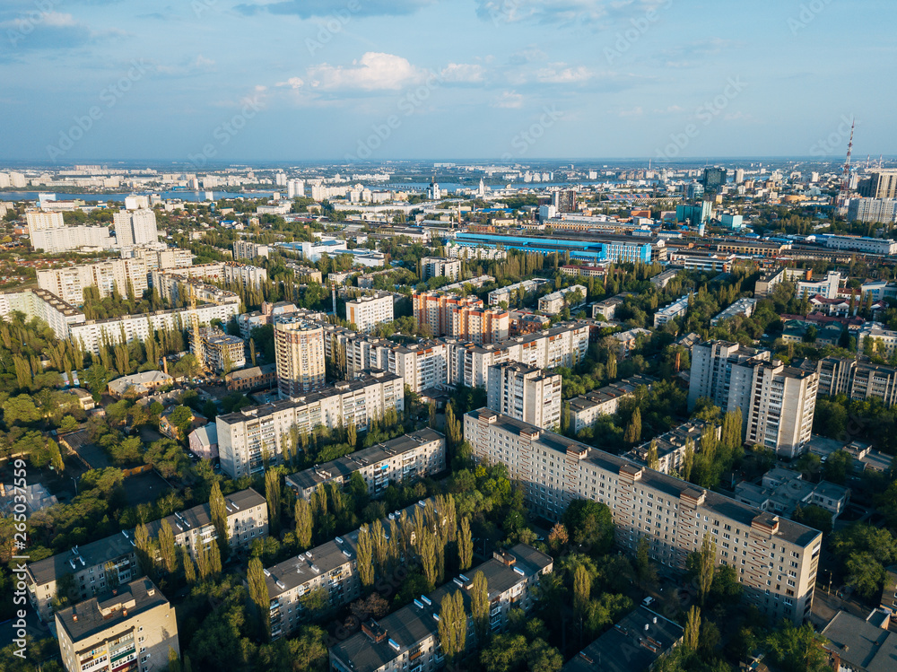 Voronezh city in summer day, aerial view from drone