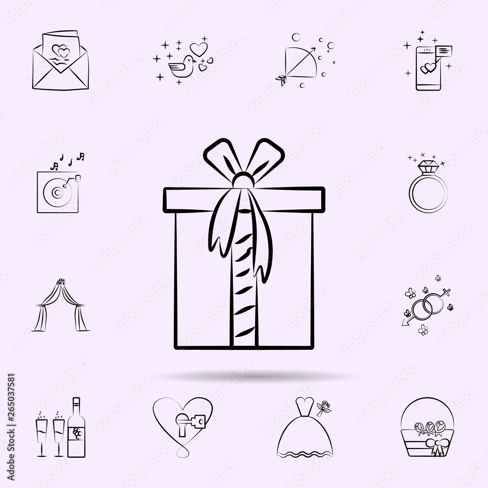 Fototapeta premium Gift box icon. Universal set of wedding for website design and development, app development