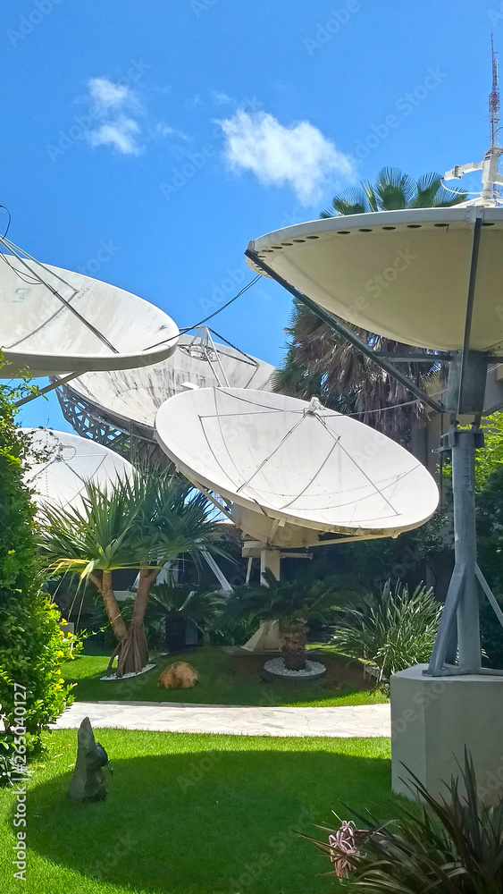 Fototapeta premium satellite dish on roof of house