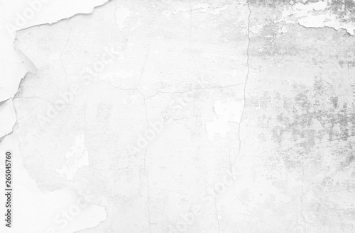 White Peeling Cracked Concrete Wall Texture Background.