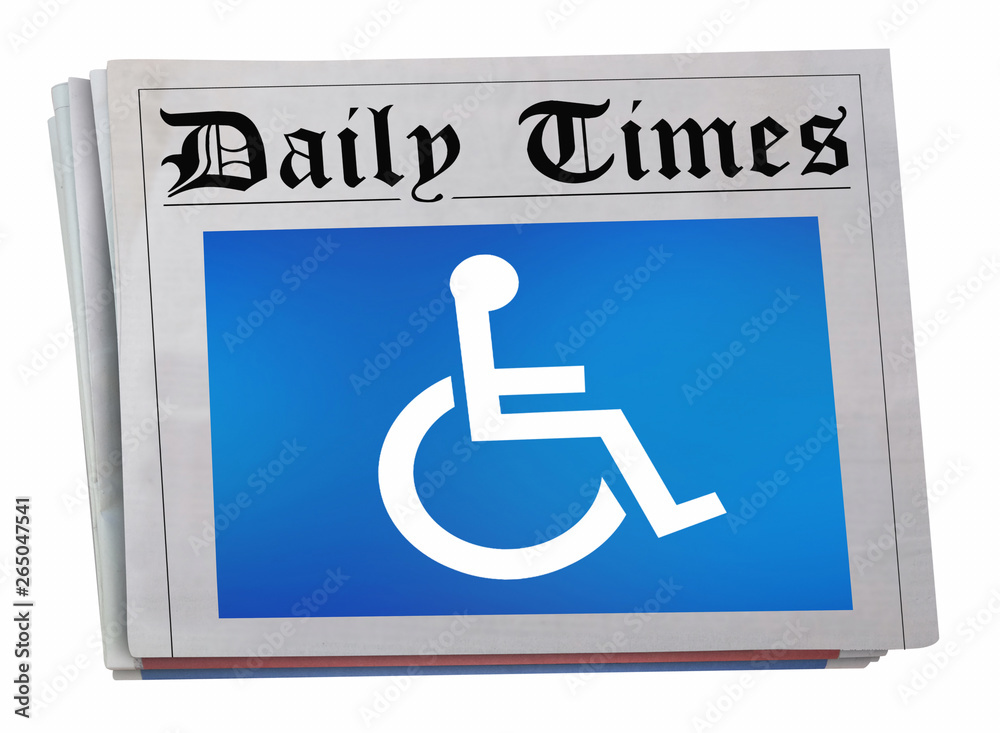 Wheelchair Disabled Person Symbol Disability Newspaper Front Page Coverage 3d Illustration Wheelchair Disabled Person Symbol Disability Newspaper Front Page Coverage 3d Illustration