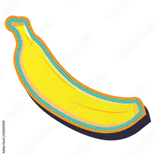 Vector illustration of banana retro sticker isolated on white