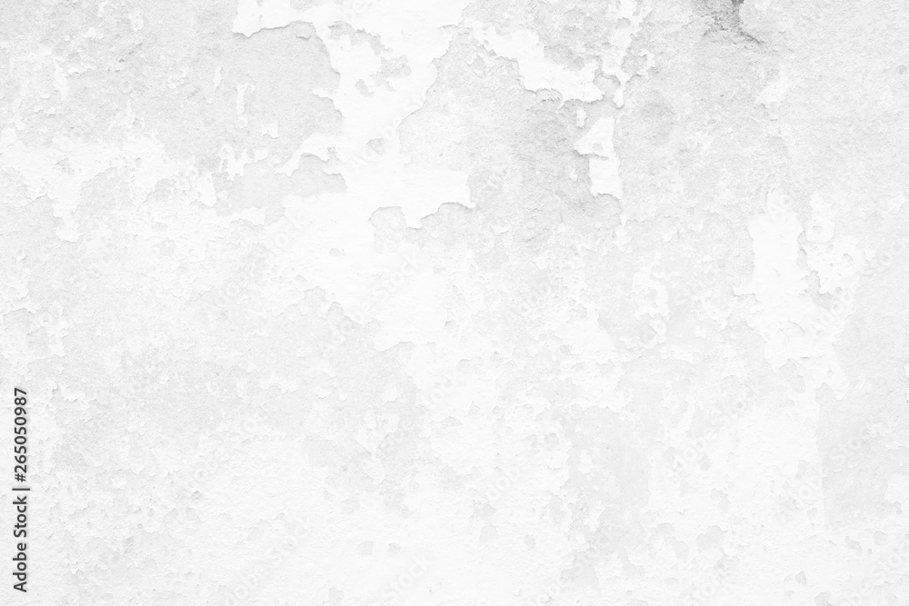 White Peeling Cracked Concrete Wall Texture Background.