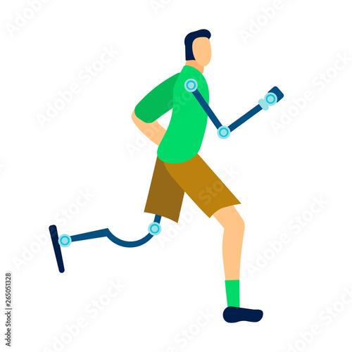 Athlete with Prosthesis Flat Vector Illustration