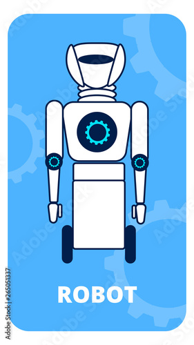 Humanoid on Wheels Flat Vector Poster Template