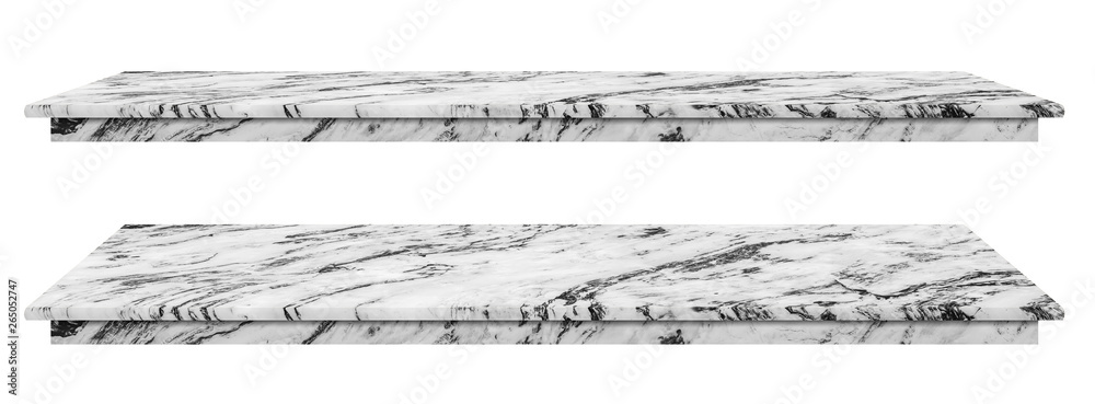 Marble table, counter top white surface, Stone slab for display products isolated on white background have clipping path Marble table, counter top white surface, Stone slab for display products isolated on white background have clipping path