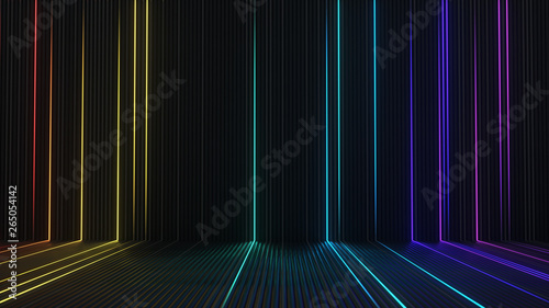Colorful glowing lines 3D r...