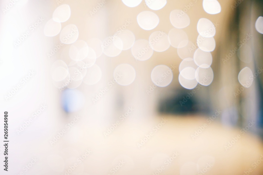White Blurred Interior of Hallway Background with Cool Bokeh.
