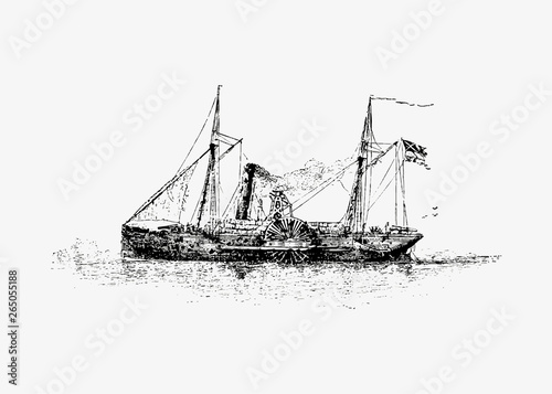 Shipwreck vintage drawing