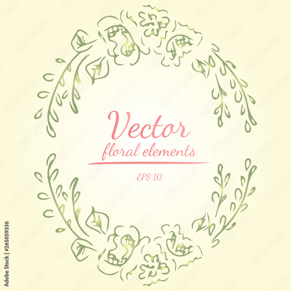 Wreath of roses or peonies flowers branches with living coral, green, sage, white nectar colors. Floral frame design elements for invitations and greeting cards. Hand drawn. Line art. Sketch. Wreath of roses or peonies flowers branches with living coral, green, sage, white nectar colors. Floral frame design elements for invitations and greeting cards. Hand drawn. Line art. Sketch.