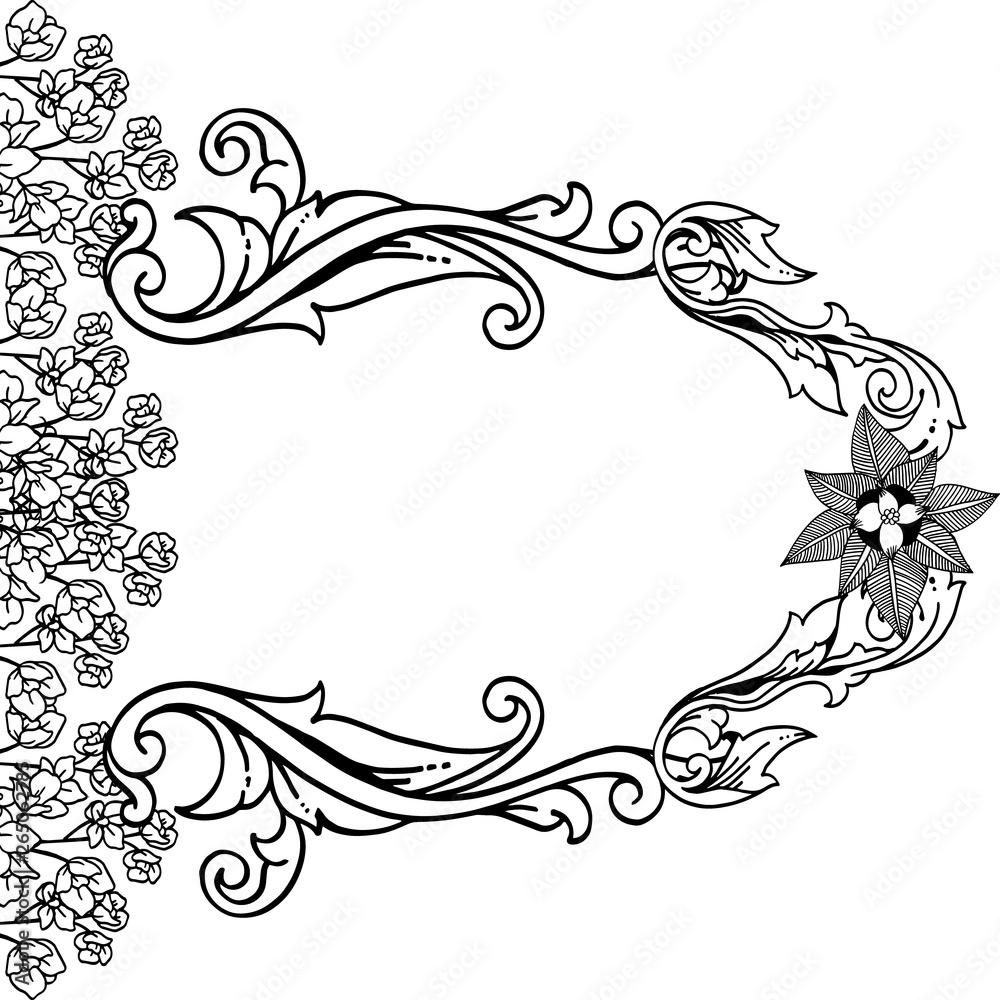 Fototapeta premium Vector illustration card with drawing flower frame