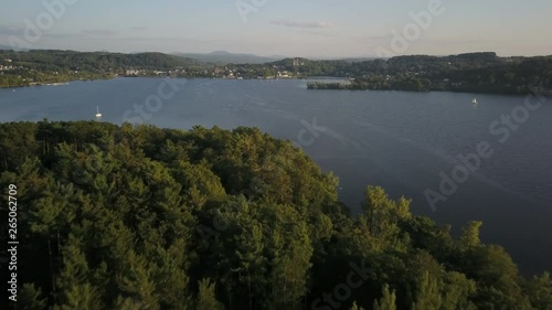 Aerial footage taken during sunset of Lake Memphremagog in Newport, Vermont. photo