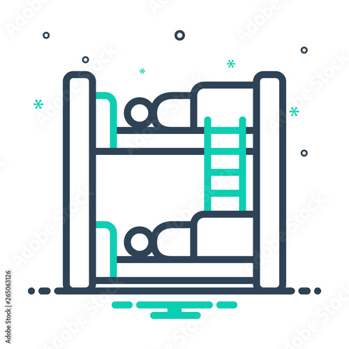 Mix line icon for hostel dormitory 