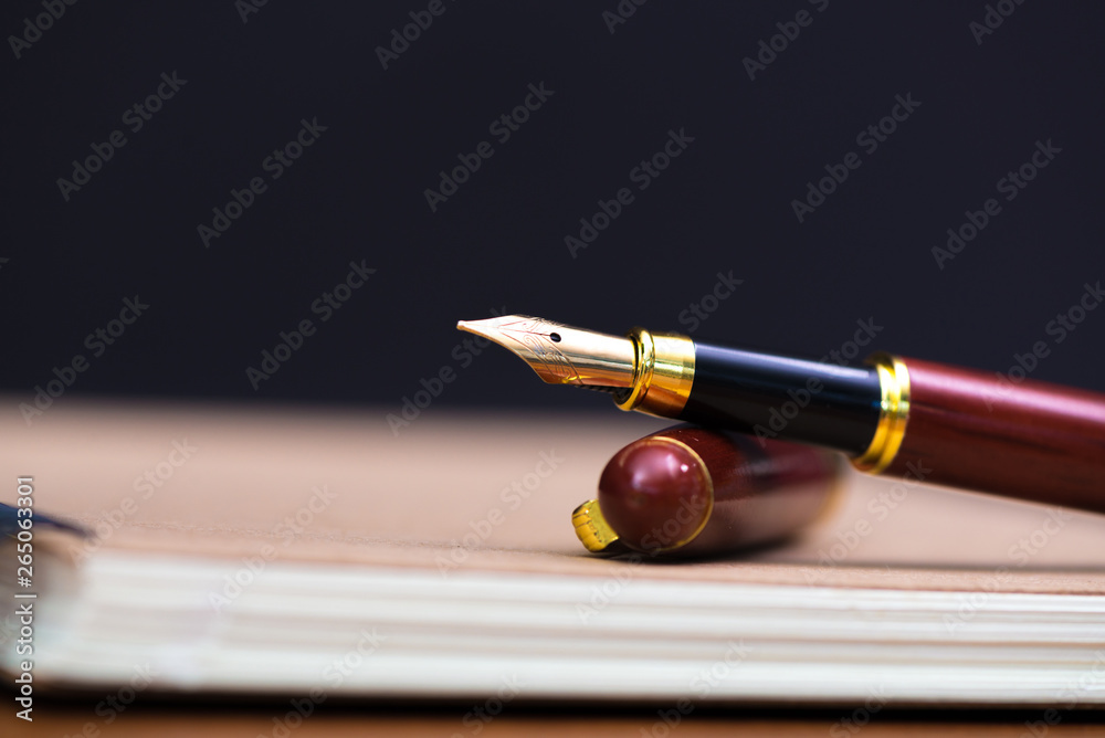 Close Up Of Fountain Pen Or Ink Pen With Notebook Paper On Wooden Working  Table With Copy Space Office Desk Concept Shallow Focus Stock Photo -  Download Image Now - iStock