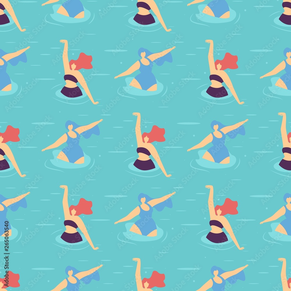 Obraz premium Active Summer Positive Motivate Seamless Pattern