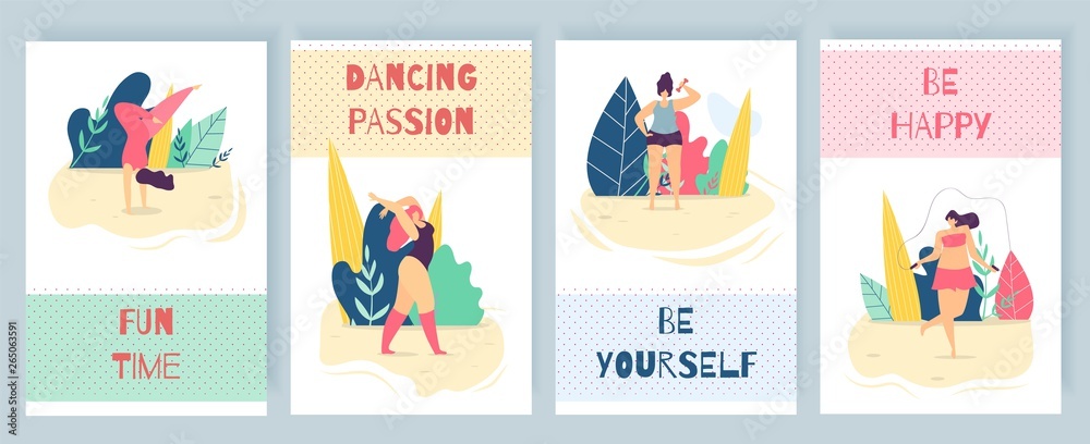 Flat Motivation Woman Promotion Cartoon Text Card Flat Motivation Woman Promotion Cartoon Text Card