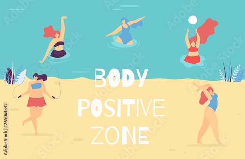 Woman Body Positive Zone Motivational Text Banner