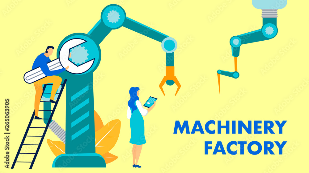 Machinery Factory Flat Vector Banner Template Machinery Factory Flat Vector Banner Template