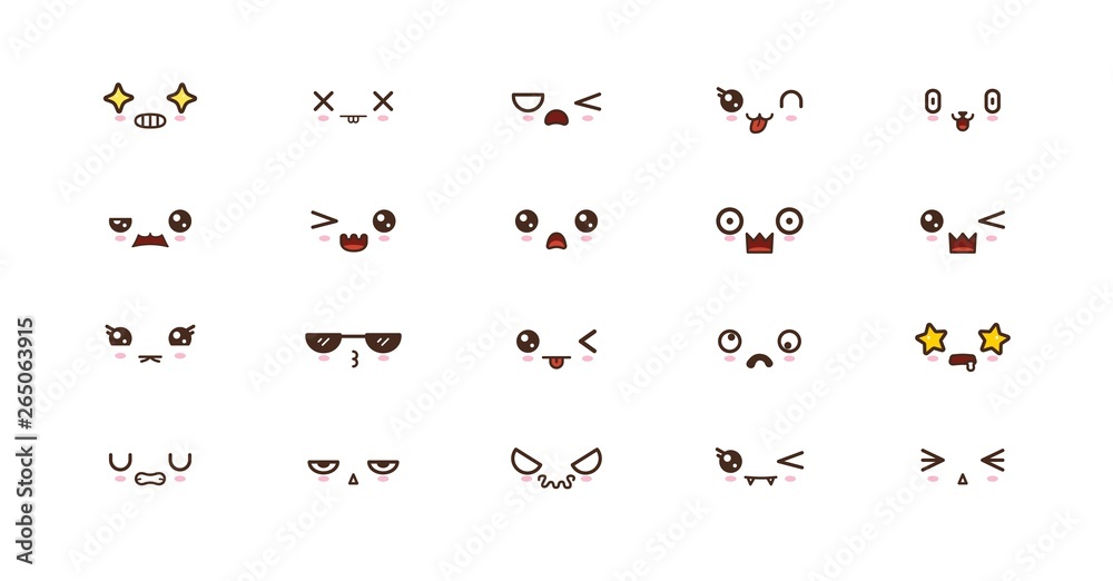 Kawaii smile emoticons. Japanese emoji Kawaii smile emoticons. Japanese emoji