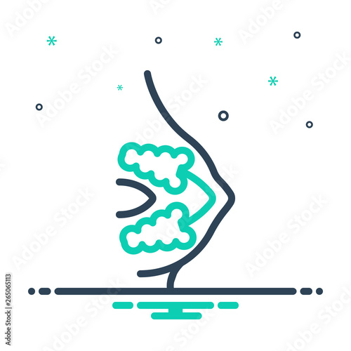 Mix line icon for mammary gland