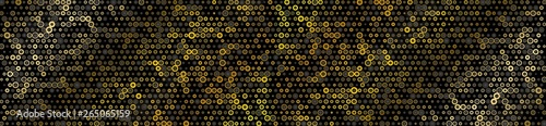 Black and golden dots circles abstract header background