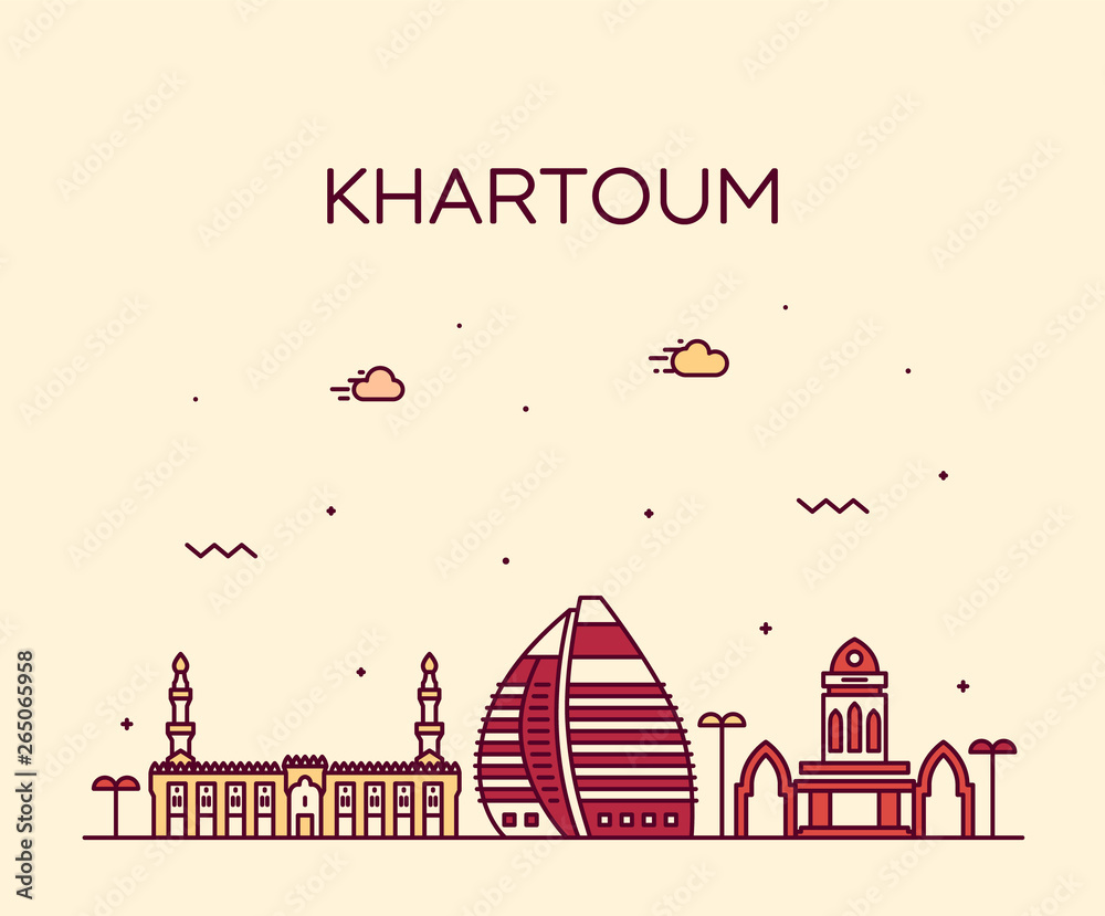 Khartoum skyline Sudan vector big city line style