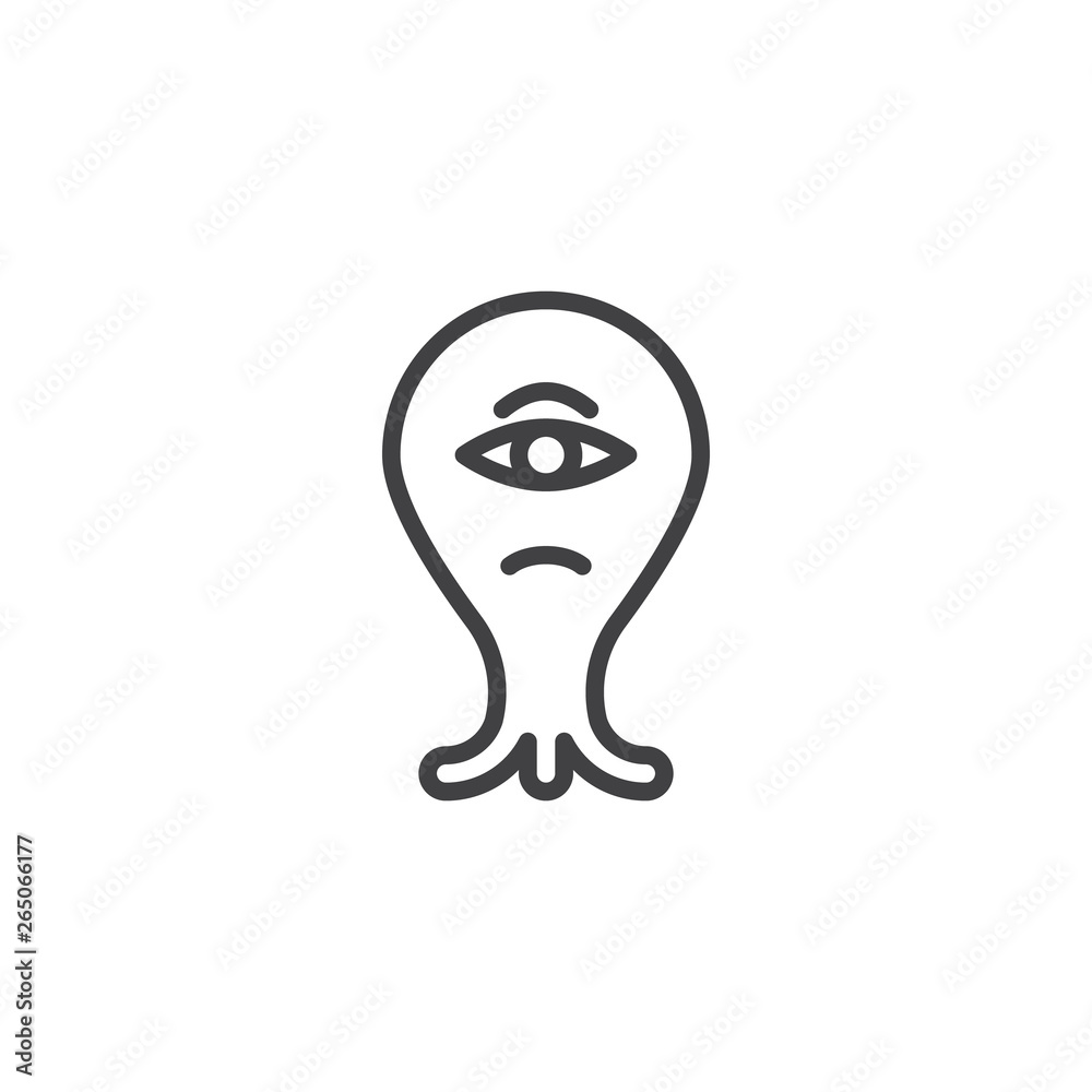 Alien with one eye line icon. linear style sign for mobile concept and web design. One eyed monster alien outline vector icon. Symbol, logo illustration. Pixel perfect vector graphics Alien with one eye line icon. linear style sign for mobile concept and web design. One eyed monster alien outline vector icon. Symbol, logo illustration. Pixel perfect vector graphics