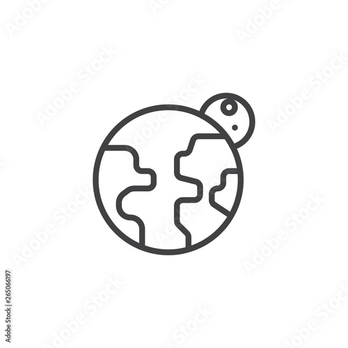 Earth and moon line icon. linear style sign for mobile concept and web design. Planet earth and Moon satellite outline vector icon. Space cosmos symbol logo illustration. Pixel perfect vector graphics