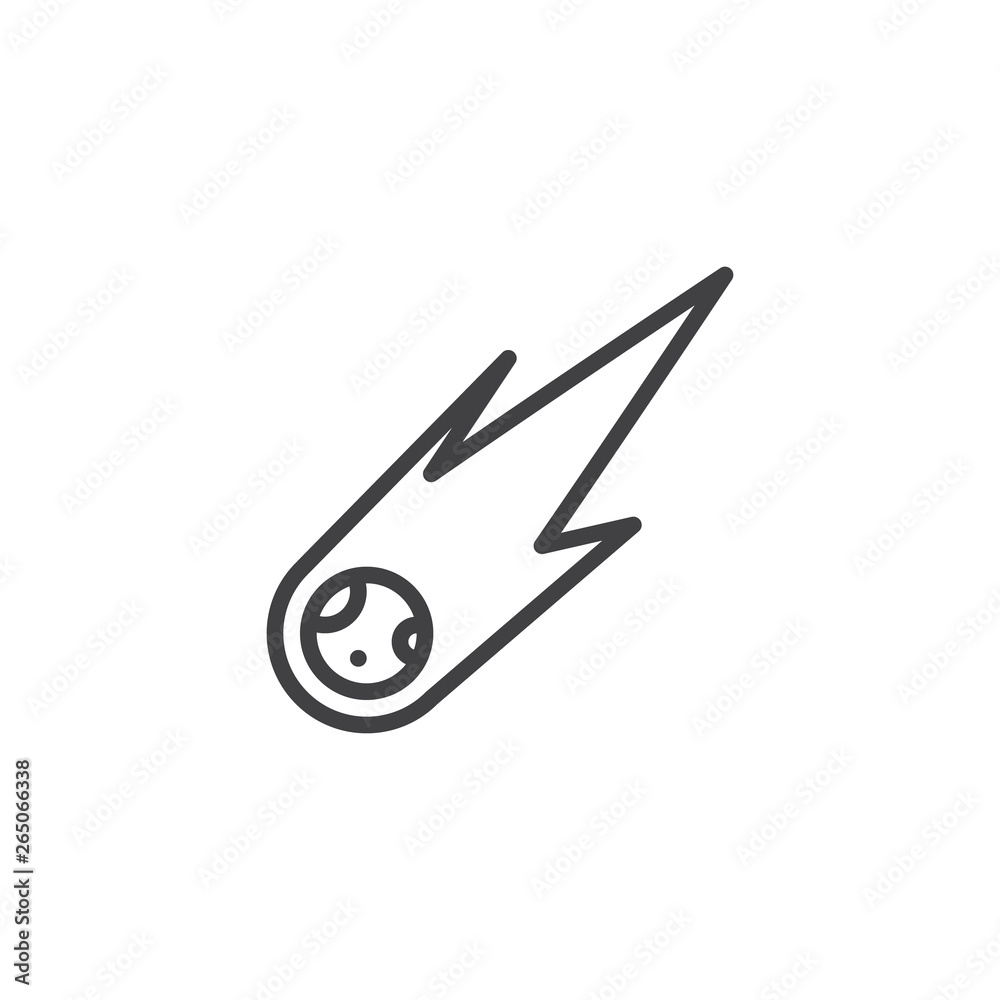Comet tail flame line icon. Meteor linear style sign for mobile concept and web design. Falling fireball outline vector icon. Symbol, logo illustration. Pixel perfect vector graphics Comet tail flame line icon. Meteor linear style sign for mobile concept and web design. Falling fireball outline vector icon. Symbol, logo illustration. Pixel perfect vector graphics