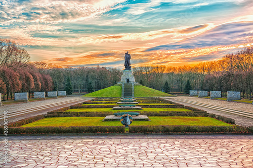 Soviet War Memorial in Treptower Park at sunrise, Berlin, Germany photo