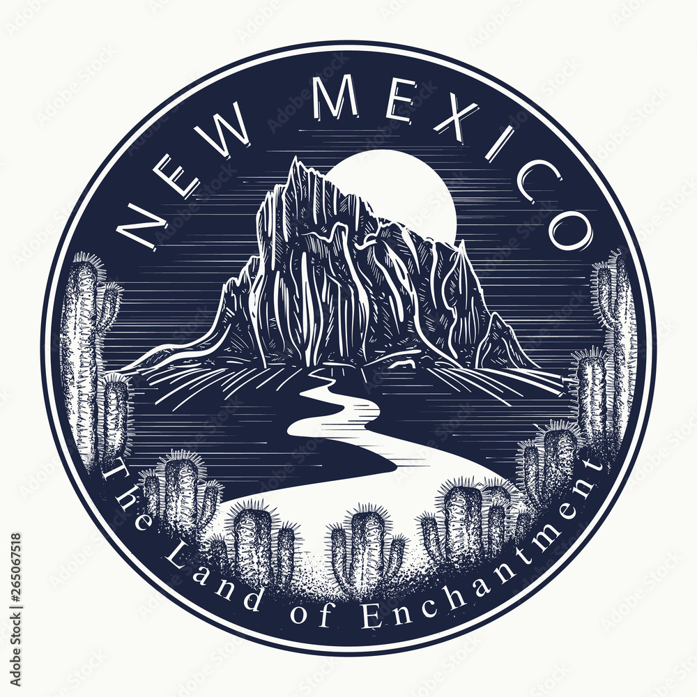 New Mexico. Tattoo and tshirt design. to state of New Mexico (USA). The Land of