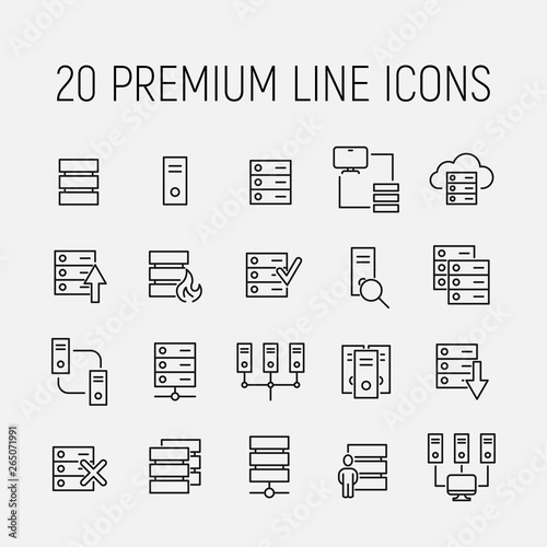 Modern outline style server icons collection.