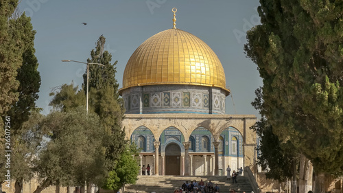 the view of the dome of the rock from direction of the al aqsa mosque