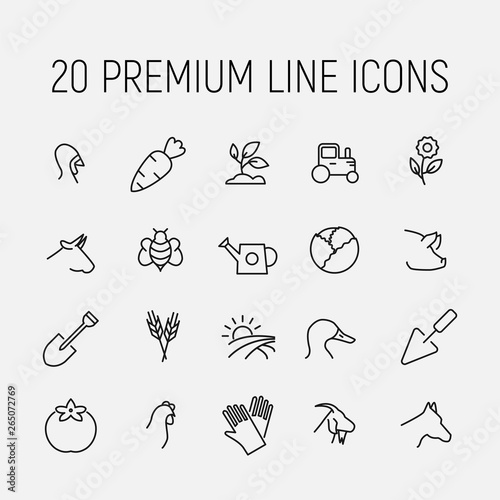 Simple collection of ecotourism related line icons.