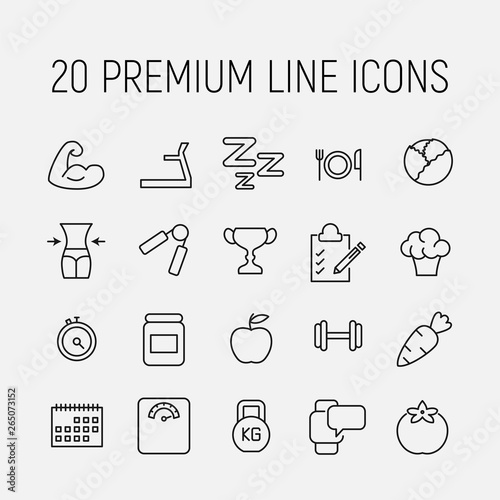 Simple collection of obesity related line icons.