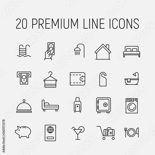 Simple collection of room service related line icons.