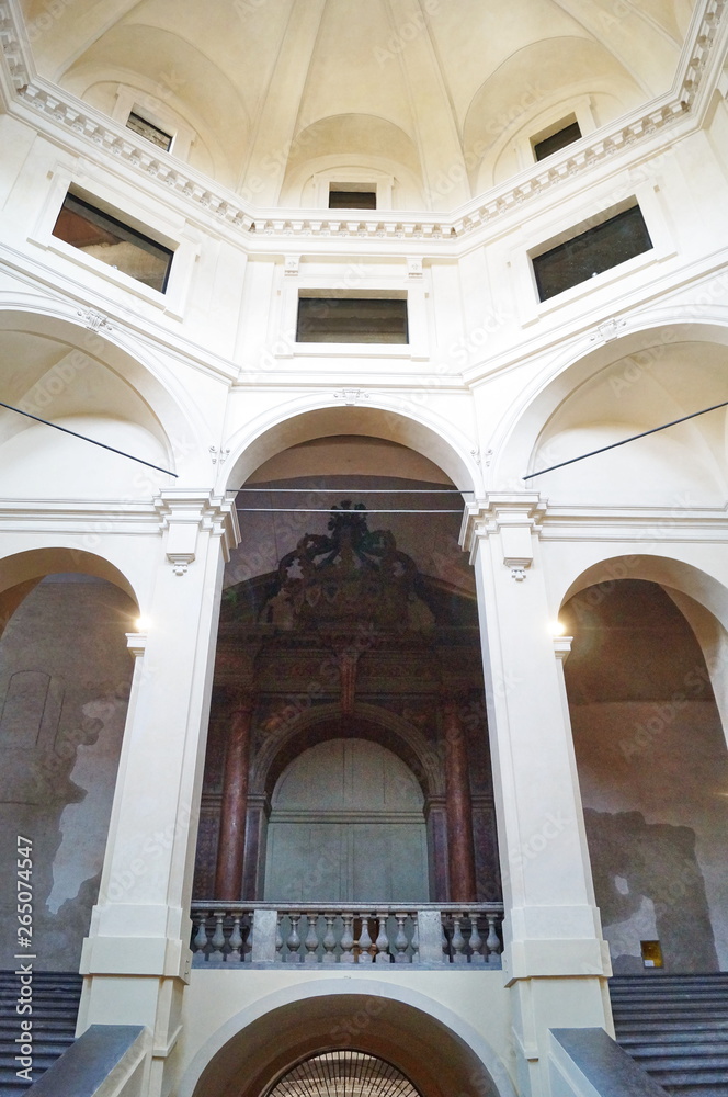 Monumental entrance to the Pilotta Palace in Parma, Italy