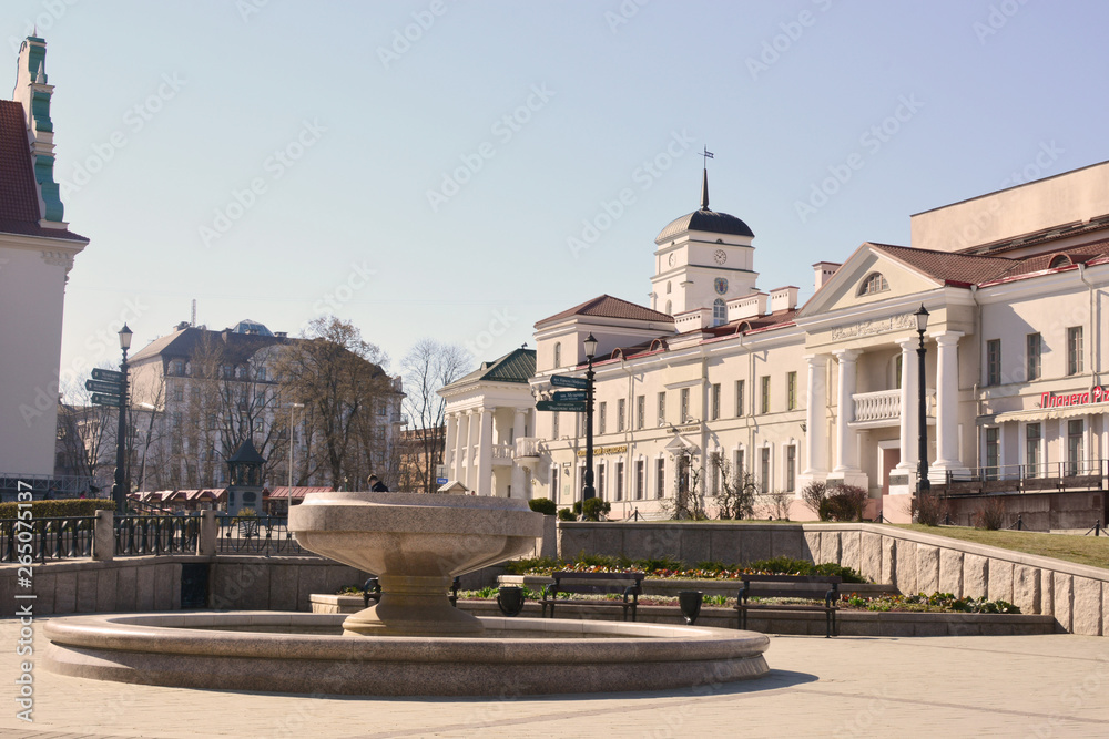 MINSK, BELARUS - 09.04.2019: Upper town, Liberty Square of Minsk, Belarus