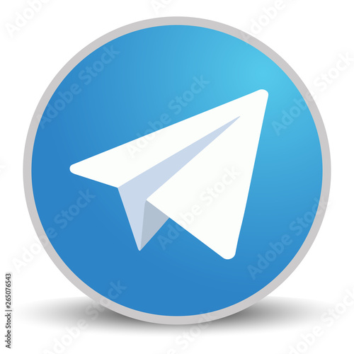 White paper plane on blue background. Vector illustration. Telegram icon photo