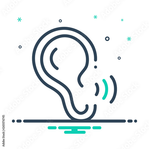 Mix line icon for ear recognition 